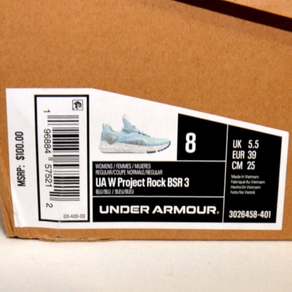 Under Armour Project Rock BSR 3 UA Blue Women Size 8 Cross Training 3026458-401. - Picture 3 of 11